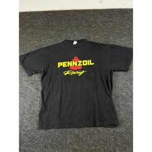 VTG Y2K Pennzoil Racing Graphic TShirt Mens Black Mens One Size Fits All Cotton